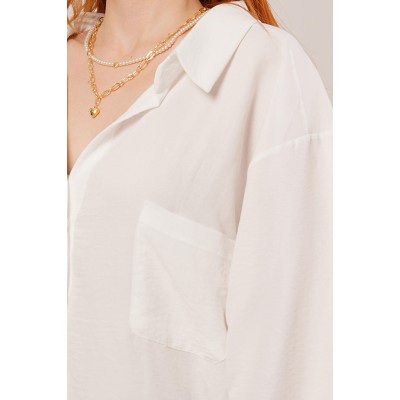 Basic Oversize Beyaz Gömlek Basic Oversize Beyaz Gömlek
