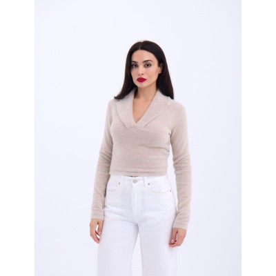 42531 TRİKO SİMLİ YAKALI CROP-TAŞ 42531 TRİKO SİMLİ YAKALI CROP-TAŞ