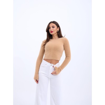 42471 TRİKO CROP KAZAK-BEJ 42471 TRİKO CROP KAZAK-BEJ