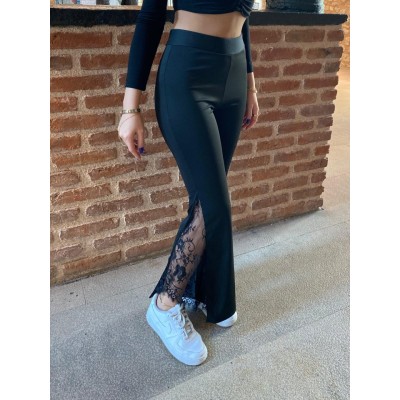 Kadın Dantel Eklemeli Ispanyol Paça Scuba Tayt Pantalon Kadın Dantel Eklemeli Ispanyol Paça Scuba Tayt Pantalon