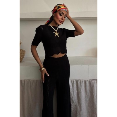 Triko Bluz Pantolon İkili Takım 10084-025 Triko Bluz Pantolon İkili Takım 10084-025