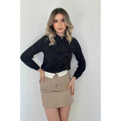 Bej Kemeri Bilyeli Mini Etek Bej Kemeri Bilyeli Mini Etek