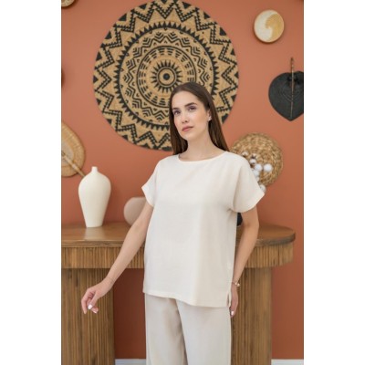 Bej T-Shirt Ve Pantolon Takım Bej T-Shirt Ve Pantolon Takım