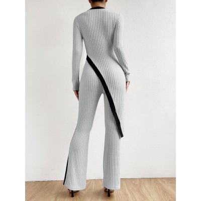 Kadın Uzun Kollu Bisiklet Yaka Asimetrik Kesim Bluz şardonlu Kaşkorse Bluz Ve Pantolon Ikili Takım Kadın Uzun Kollu Bisiklet Yaka Asimetrik Kesim Bluz şardonlu Kaşkorse Bluz Ve Pantolon Ikili Takım