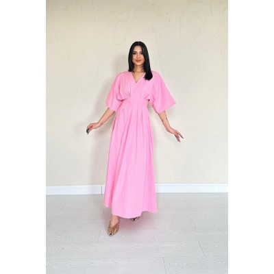 Pembe Pileli Uzun Elbise Pembe Pileli Uzun Elbise