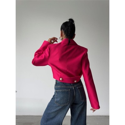 ARKASI İNCİ DÜĞME DETAYLI CROP CEKET - Fuşya ARKASI İNCİ DÜĞME DETAYLI CROP CEKET - Fuşya
