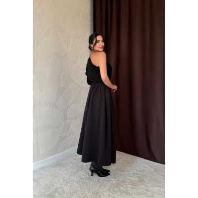 Siyah Beli Büzgülü Etek Siyah Beli Büzgülü Etek
