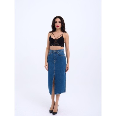 6471 DENİM MIDI SLIT SKIRT-KOYU MAVİ 6471 DENİM MIDI SLIT SKIRT-KOYU MAVİ