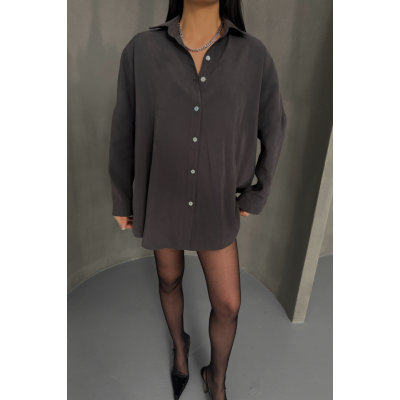 BOYFRİEND GÖMLEK MODAL KUMAŞ OVERSİZE - Antrasit BOYFRİEND GÖMLEK MODAL KUMAŞ OVERSİZE - Antrasit