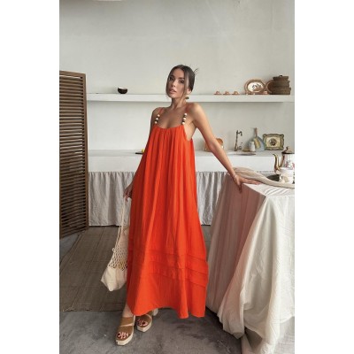 Oranj Askılı Müslin Elbise Oranj Askılı Müslin Elbise
