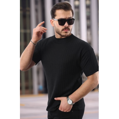 Erkek Kısa Kollu örgü Kumaş Bisiklet Yaka T-shirt