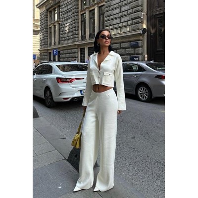 Nancy Kruveze Yaka Crop Takım 9954 - 25 Nancy Kruveze Yaka Crop Takım 9954 - 25