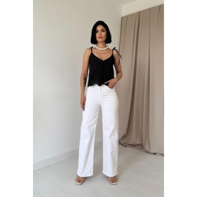 Siyah Bağcıklı Brode Bluz Siyah Bağcıklı Brode Bluz