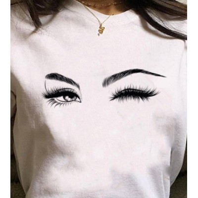 Kadın Kısa Kollu Bisiklet Yaka Göz Baskılı Süprem T-shirt Kadın Kısa Kollu Bisiklet Yaka Göz Baskılı Süprem T-shirt