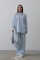 Çizgili Cep Detaylı Oversize Takım - Bebe Mavisi Çizgili Cep Detaylı Oversize Takım - Bebe Mavisi
