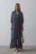Çizgili Oversize V Yaka Elbise - Lacivert Çizgili Oversize V Yaka Elbise - Lacivert