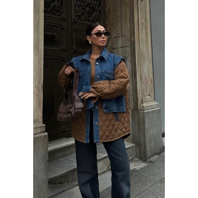 Denim Garnili Kapitone Ceket 7071 Denim Garnili Kapitone Ceket 7071