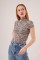 Leopar Desen Kısa Kollu Basic T-Shirt Leopar Desen Kısa Kollu Basic T-Shirt