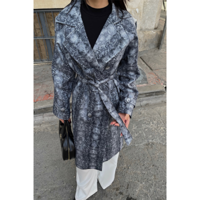 YILAN DESEN TRENCH - Mavi YILAN DESEN TRENCH - Mavi