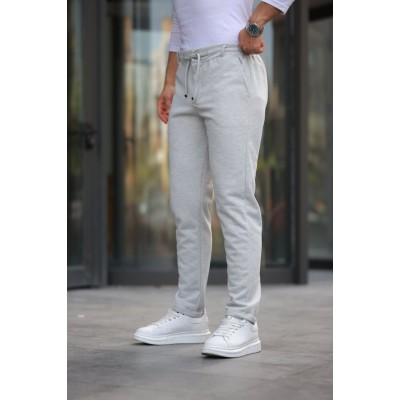 Erkek Beli Bağcıklı Duble Paça örme Pamuklu Kumaş Jogger Pantolon