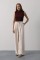 Pileli Bağcıklı Oversize Pantolon - Bej Pileli Bağcıklı Oversize Pantolon - Bej