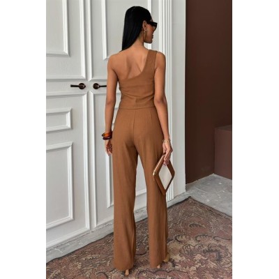 Tek Omuz Büstiyer Plazzo Pantolon Viscon Takım 10159 Tek Omuz Büstiyer Plazzo Pantolon Viscon Takım 10159