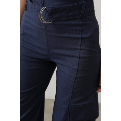 Kemerli Cargo Pantolon - İndigo Kemerli Cargo Pantolon - İndigo