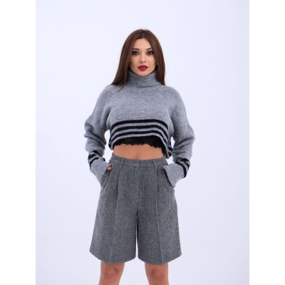 43241 TRİKO ÇİZGİLİ BALIKÇI CROP-GRİ-SİYAH 43241 TRİKO ÇİZGİLİ BALIKÇI CROP-GRİ-SİYAH