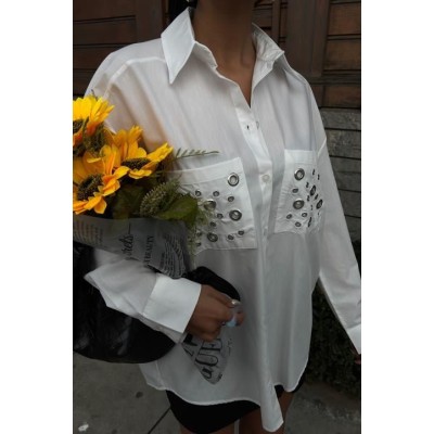 Metal Kuşgözü Detaylı Poplin Gömlek 3453 Metal Kuşgözü Detaylı Poplin Gömlek 3453