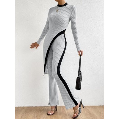 Kadın Uzun Kollu Bisiklet Yaka Asimetrik Kesim Bluz şardonlu Kaşkorse Bluz Ve Pantolon Ikili Takım Kadın Uzun Kollu Bisiklet Yaka Asimetrik Kesim Bluz şardonlu Kaşkorse Bluz Ve Pantolon Ikili Takım