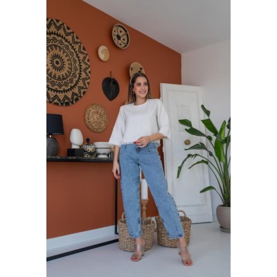 Beyaz Püskül Detaylı Bluz Beyaz Püskül Detaylı Bluz