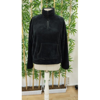 Kadın Uzun Kollu önden Fermuarlı Cepli Peluş Sweat Kadın Uzun Kollu önden Fermuarlı Cepli Peluş Sweat