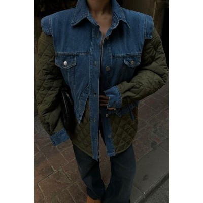 Denim Garnili Kapitone Ceket 7071 Denim Garnili Kapitone Ceket 7071