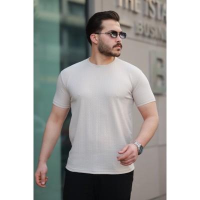 Erkek Kısa Kollu Zigzag Desenli T-shirt
