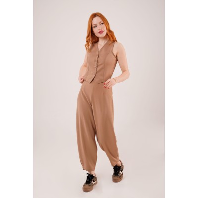Önü Düğmeli Camel Yelek Önü Düğmeli Camel Yelek