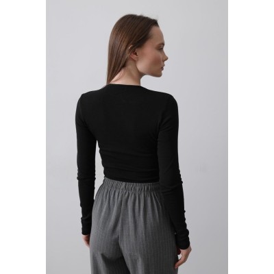 Uzun Kol Crop Top - Siyah Uzun Kol Crop Top - Siyah
