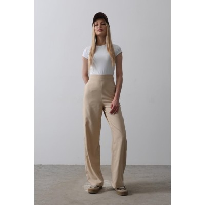 Beli Yarım Lastikli Palazzo Pantolon - Camel Beli Yarım Lastikli Palazzo Pantolon - Camel