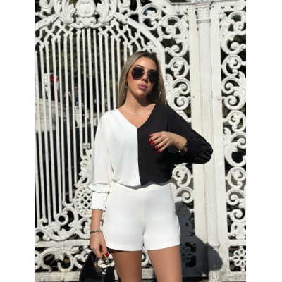 Kadın Uzun Kollu V Yaka Kol Ağzı Gipeli Sandy Bluz Kadın Uzun Kollu V Yaka Kol Ağzı Gipeli Sandy Bluz