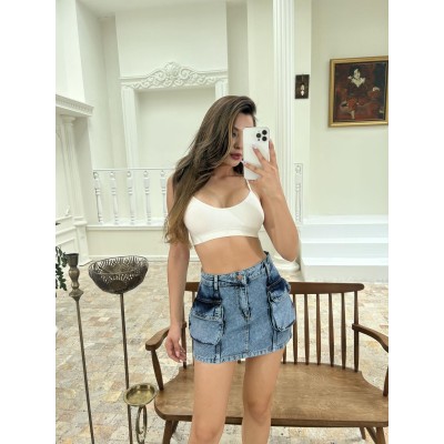 6458 DENİM LOW WAIST SKIRT-MAVİ 6458 DENİM LOW WAIST SKIRT-MAVİ