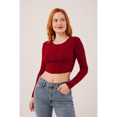 Ters Dikişli Basic Bordo Body Bluz Ters Dikişli Basic Bordo Body Bluz