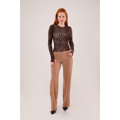 Leopar Desen Basic Bluz Leopar Desen Basic Bluz