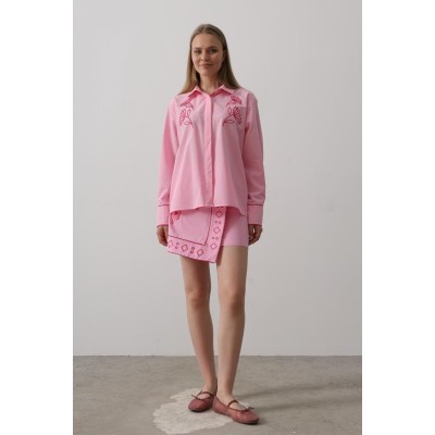 Nakış Detaylı Etekli Takım - Pembe Nakış Detaylı Etekli Takım - Pembe