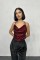 Bordo Askılı Degaje Bluz Bordo Askılı Degaje Bluz