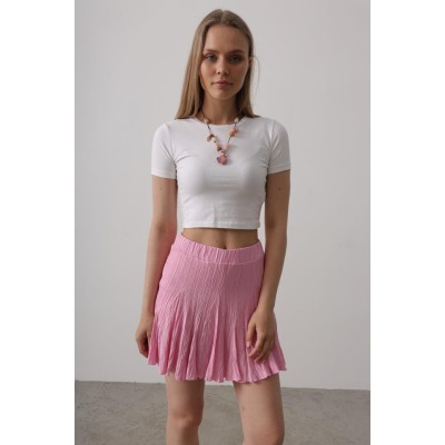 Beli Lastikli Mini Etek - Pembe Beli Lastikli Mini Etek - Pembe