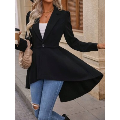 Kadın Uzun Kollu Yakalı önden Düğmeli Uzun Atlas Blazer Ceket Kadın Uzun Kollu Yakalı önden Düğmeli Uzun Atlas Blazer Ceket