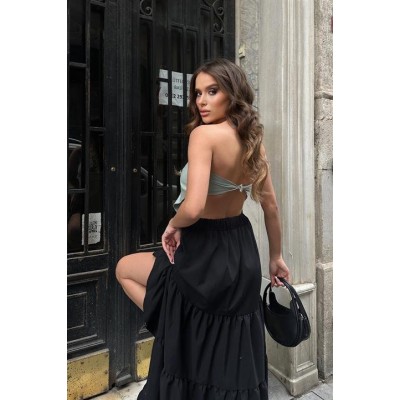 Audrey Fıfrlı Yırtmaç Detay Etek 4037 Audrey Fıfrlı Yırtmaç Detay Etek 4037