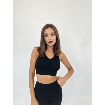 15543 RİPLİ V YAKA BRA-SİYAH 15543 RİPLİ V YAKA BRA-SİYAH