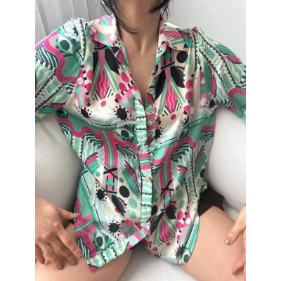Desenli Oversize Gömlek Desenli Oversize Gömlek
