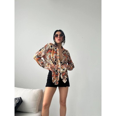 Desenli Oversize Gömlek Desenli Oversize Gömlek