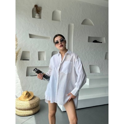 Oversize Çizgili Gömlek Oversize Çizgili Gömlek